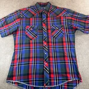 American Heritage Mens Plaid Western Pearl Snap‎ Shirt Short Sleeve Multi-Color